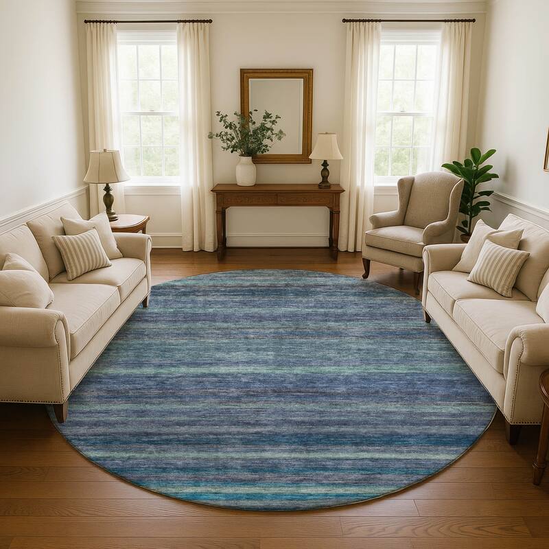 Premium Washable Super Soft Ombre Stripes Mayfield Rug - Blue - 8' x 8'