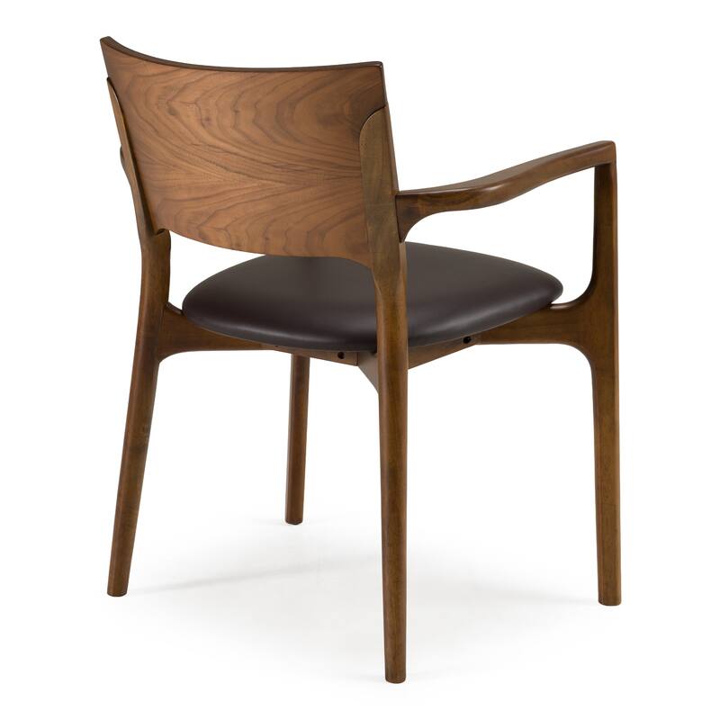 Modrest Edelman Mid-Century Modern Brown Leatherette & Walnut Dining Chair