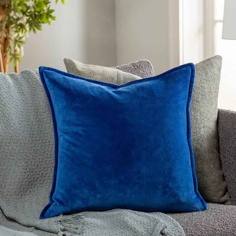 Artistic Weavers Harrell Solid Velvet 22-inch Throw Pillow - Cover Only - Denim