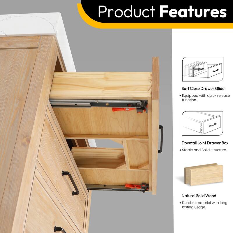 Leon 36 in. Single Bathroom Vanity with Composite Stone Top