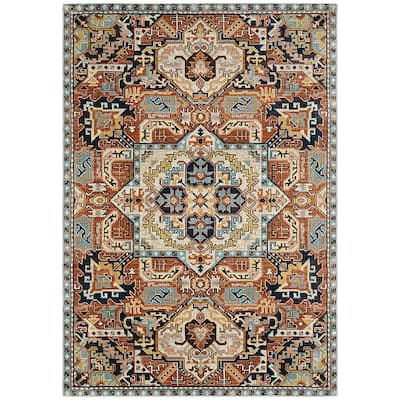 Style Haven Jaxon Bohemian Tribal Orange/Blue Area Rug