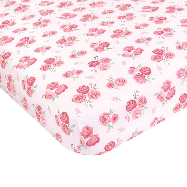 slide 1 of 1, Hudson Baby Infant Girl Cotton Fitted Crib Sheet, Blush Rose, One Size - Blush Rose - One Size One Size - Blush Rose