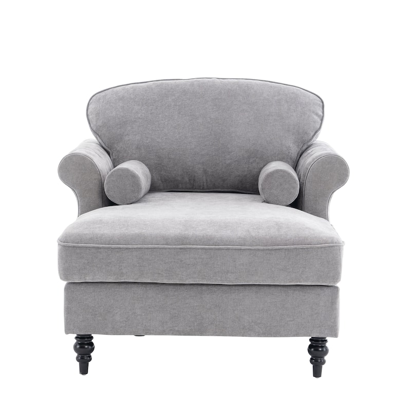 Oversized Chaise Lounge Chenille Chair Indoor Single Sofa with Wide Seat Design Suitable for Living Room Bedroom