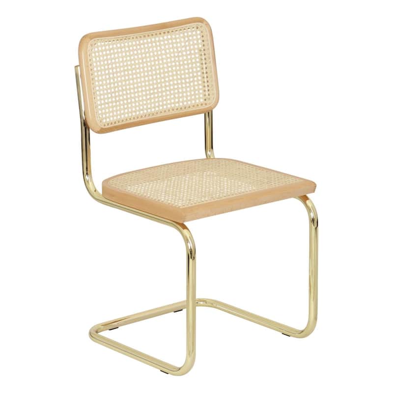 Breuer Chair Company Marcel Breuer Cesca Cane Cantilever Side Chair w/ Brass Steel Frame (Various Wood & Cane Colors) - All-Natural