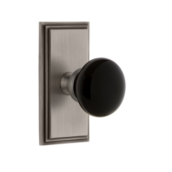 Grandeur CARCOV_PSG_234 Carre Solid Brass Rose Passage Door Knob Set with Coventry Knob and 2-3/4" Backset