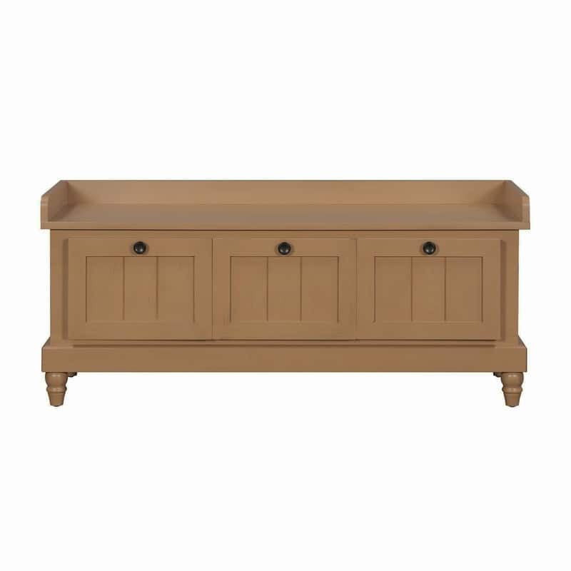 Classic Storage Bench with Cushioned Seat and Drawers