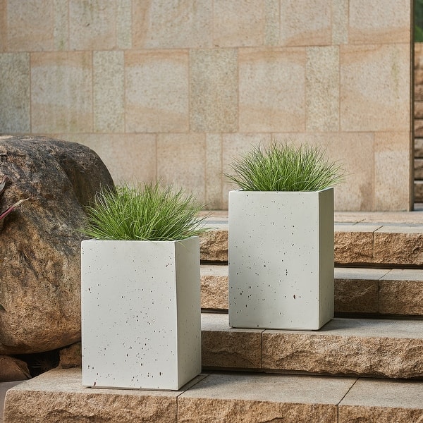 slide 2 of 11, Christopher Knight Home - Theo Outdoor Handmade MGO Planter Box for Garden - Rectangle Planter Box 20''H White