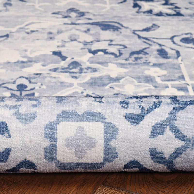 Harris Machine Washable Grey & Ivory Area Rug