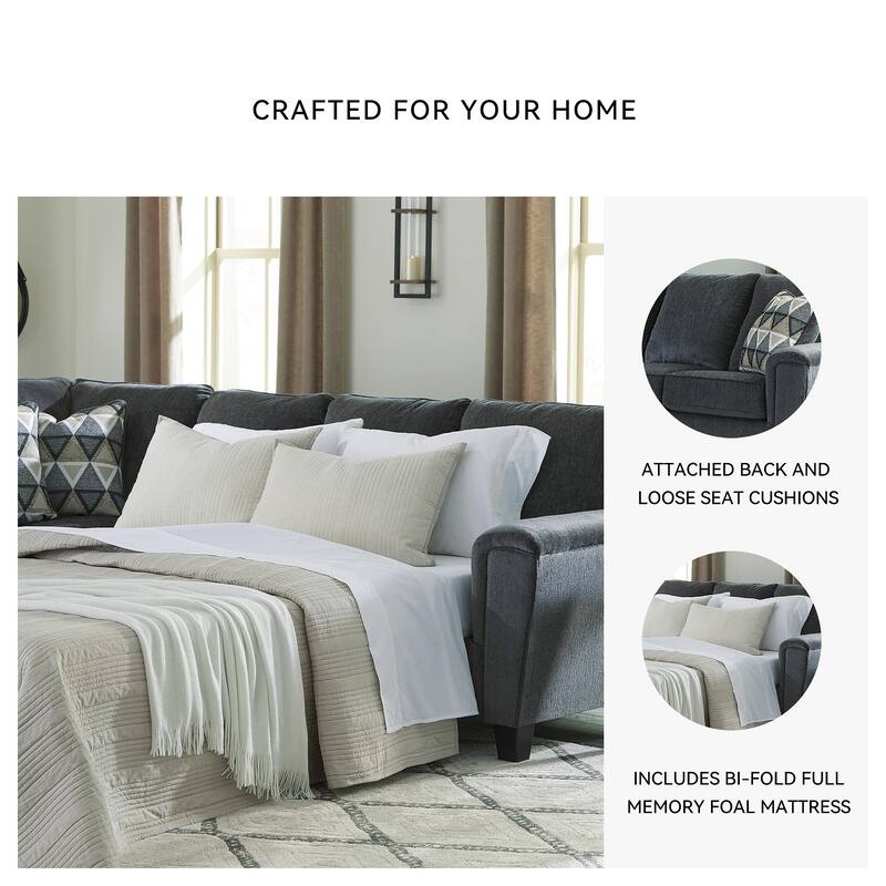 Signature Design by Ashley Abinger 2-Piece Sleeper Sectional with Chaise - 116"W x 91"D x 39"H