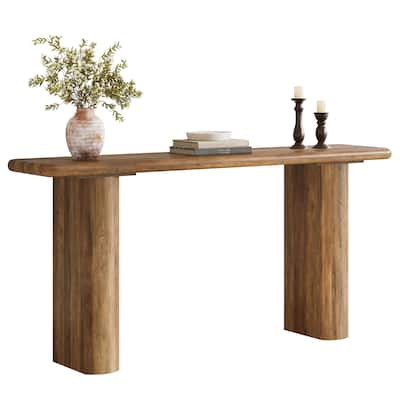 Industrial 63" Console Table with Heavy-Duty Pedestal for Entryway
