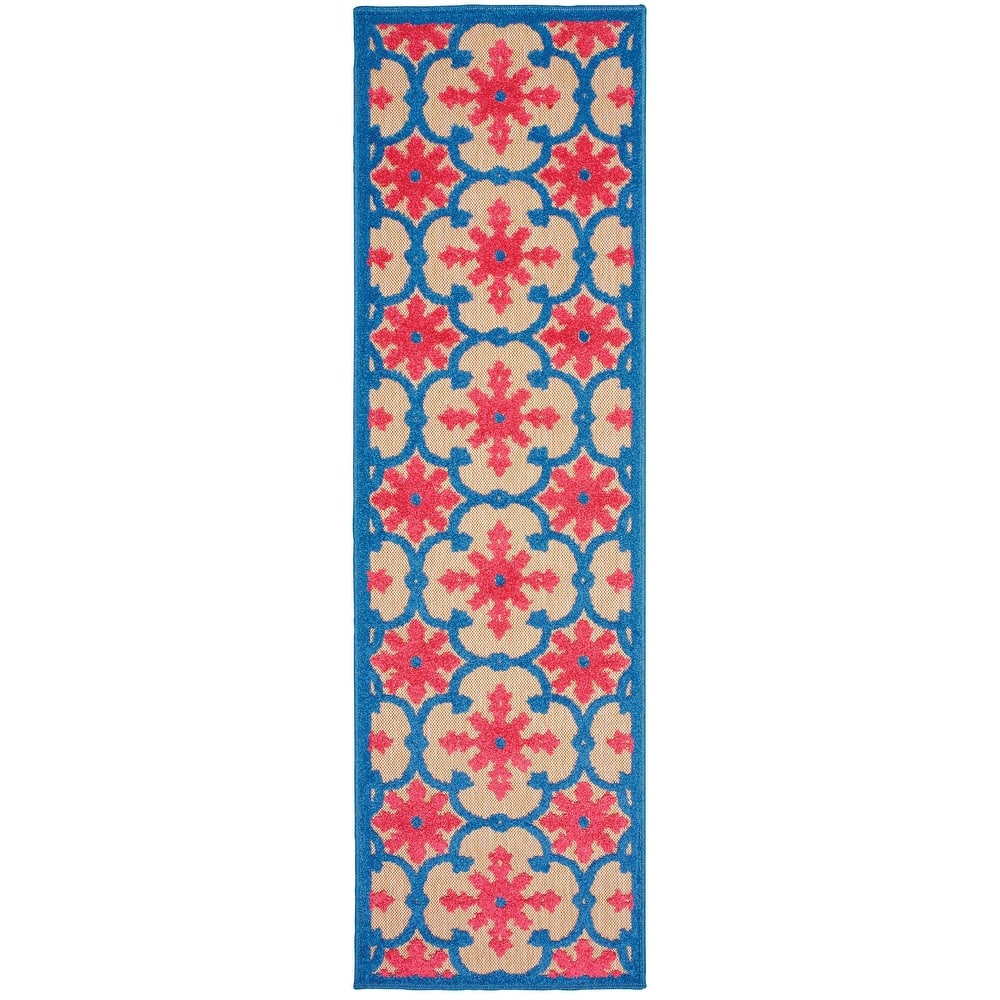 Style Haven Cara Mixed Pile Floral Lattice Indoor-Outdoor Area Rug