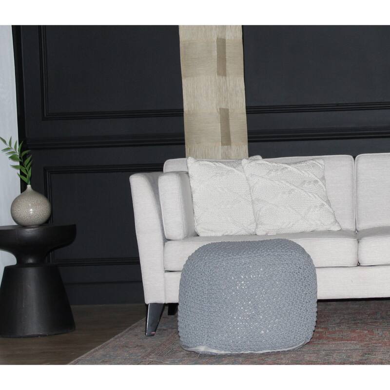 Semi-Rounded Pouf - Cable Knitted - Handmade - Perfect Seating