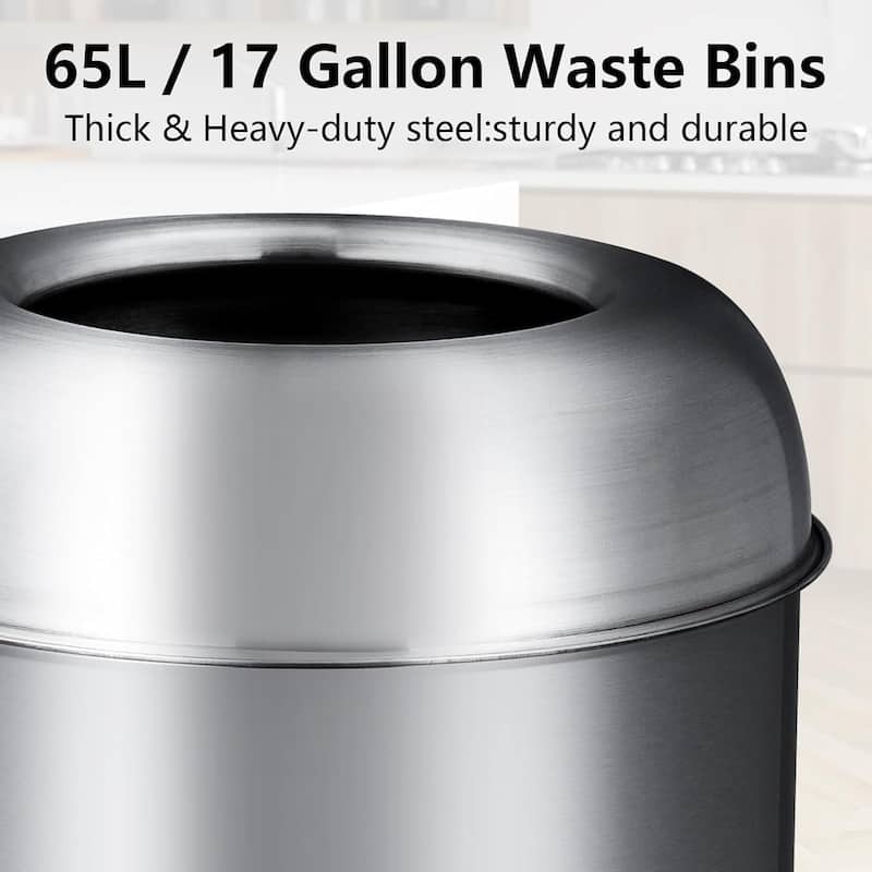 17 Gal/65L Open Top Trash Can, with Removable Inner Basket