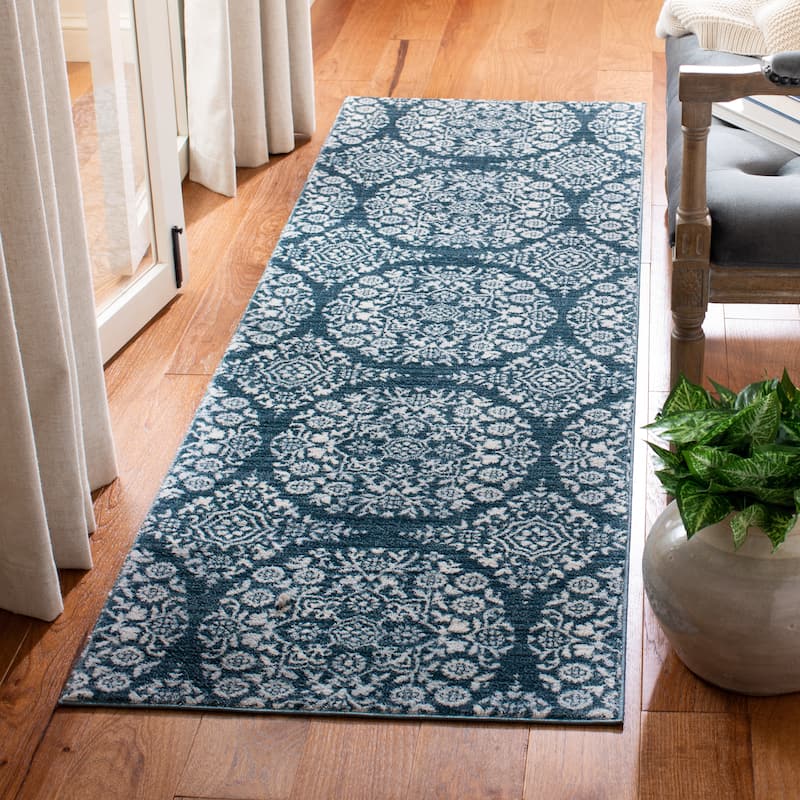 SAFAVIEH Isabella Eriona Traditional Rug - 2'2" x 7' Runner - Navy/Ivory - Runner