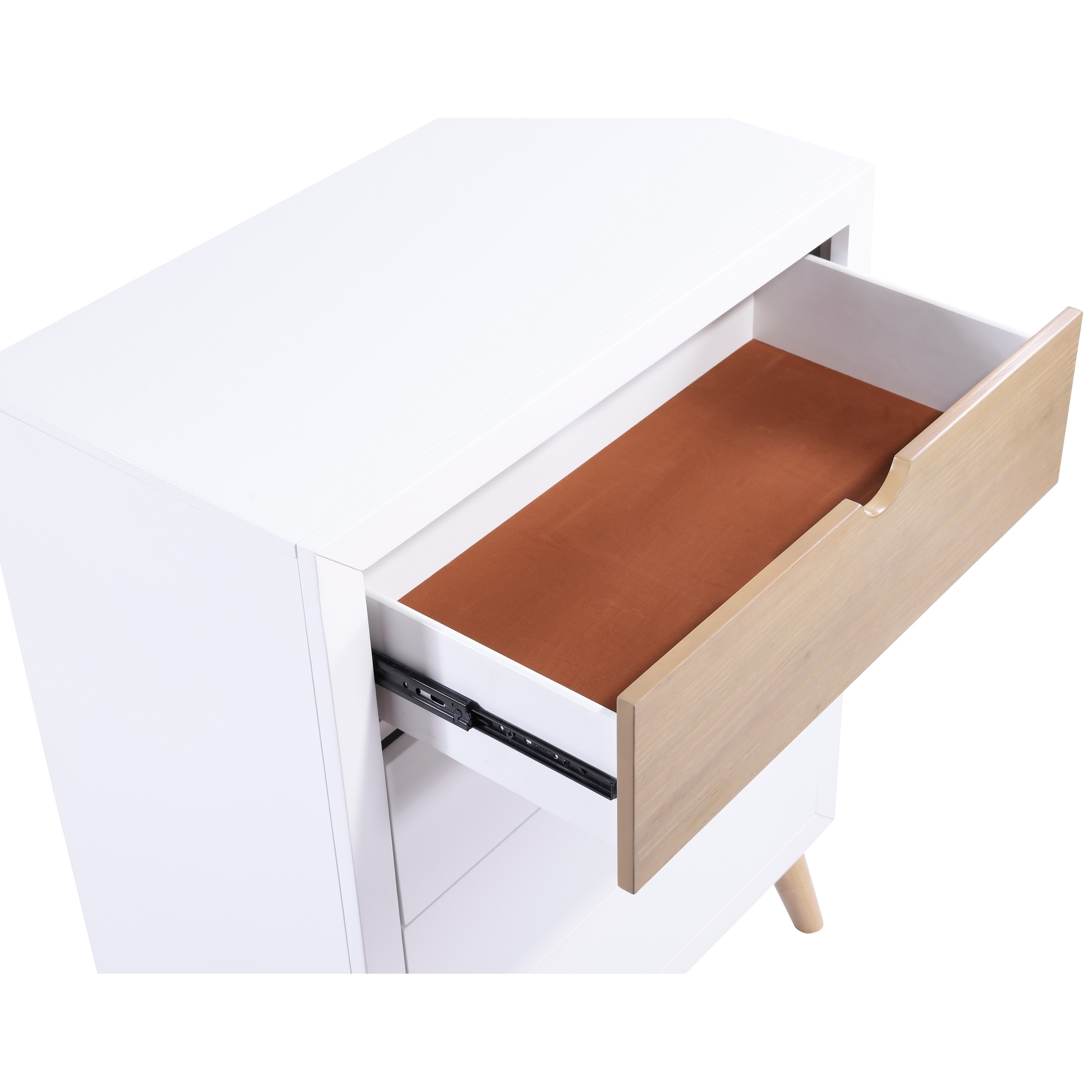 Kara 40 Inch Kids Tall Dresser Chest, 4 Drawers, Open Handles, White, Brown  - Overstock - 43539928