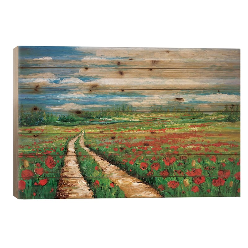 Pathway To Tranquility Print On Wood by Kimberly Adams - Multi-Color - 18x26x1.5