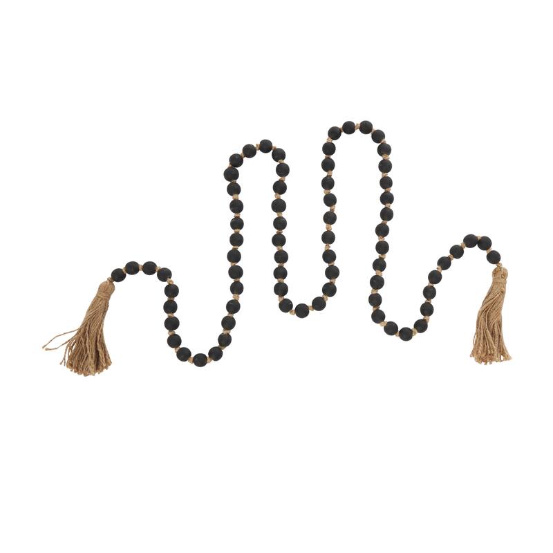 Glass Handmade Round Long Beaded Garland with Tassel with Knotted Brown Jute