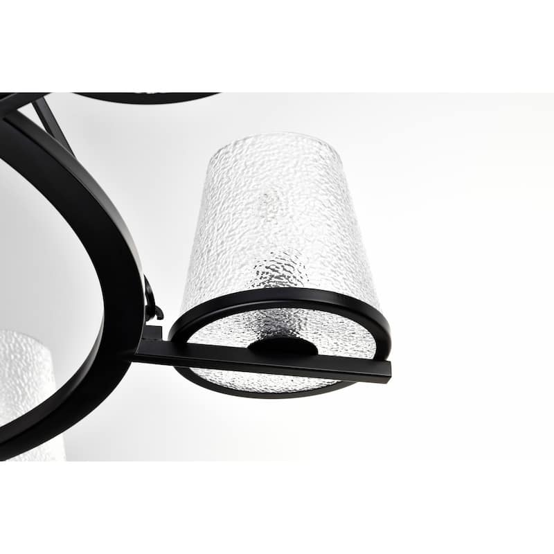 Valentine 7 Light Chandelier Black Finish Hammered Glass