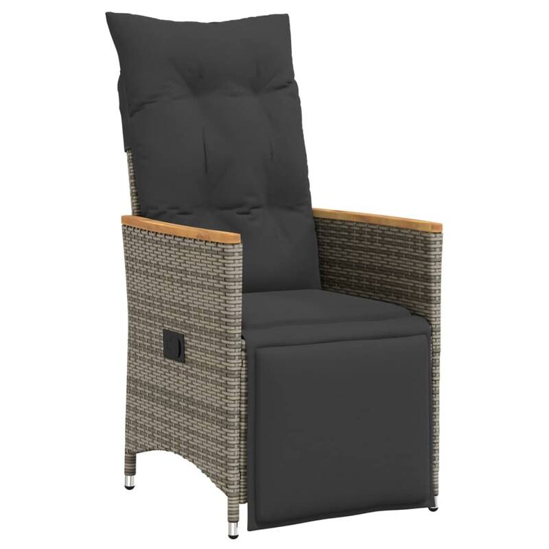 vidaXL Reclining Patio Chairs with Cushions Armchair Outdoor Seating Poly Rattan