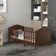 preview thumbnail 11 of 17, Gymax 2-in-1 Convertible Toddler Bed Kids Wooden Bedroom Furniture w/ Brown