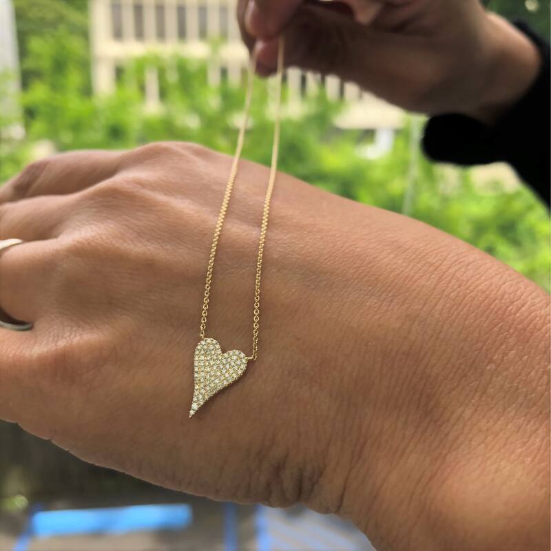 Joelle Collection Diamond Pave Heart Pendant Necklace - 1/5 CT 14K Yellow Gold Heart Pendant