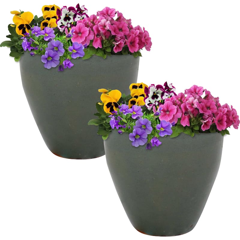 Resort Ceramic Indoor/Outdoor Planter - Set of 2 - Gray - 10-Inch