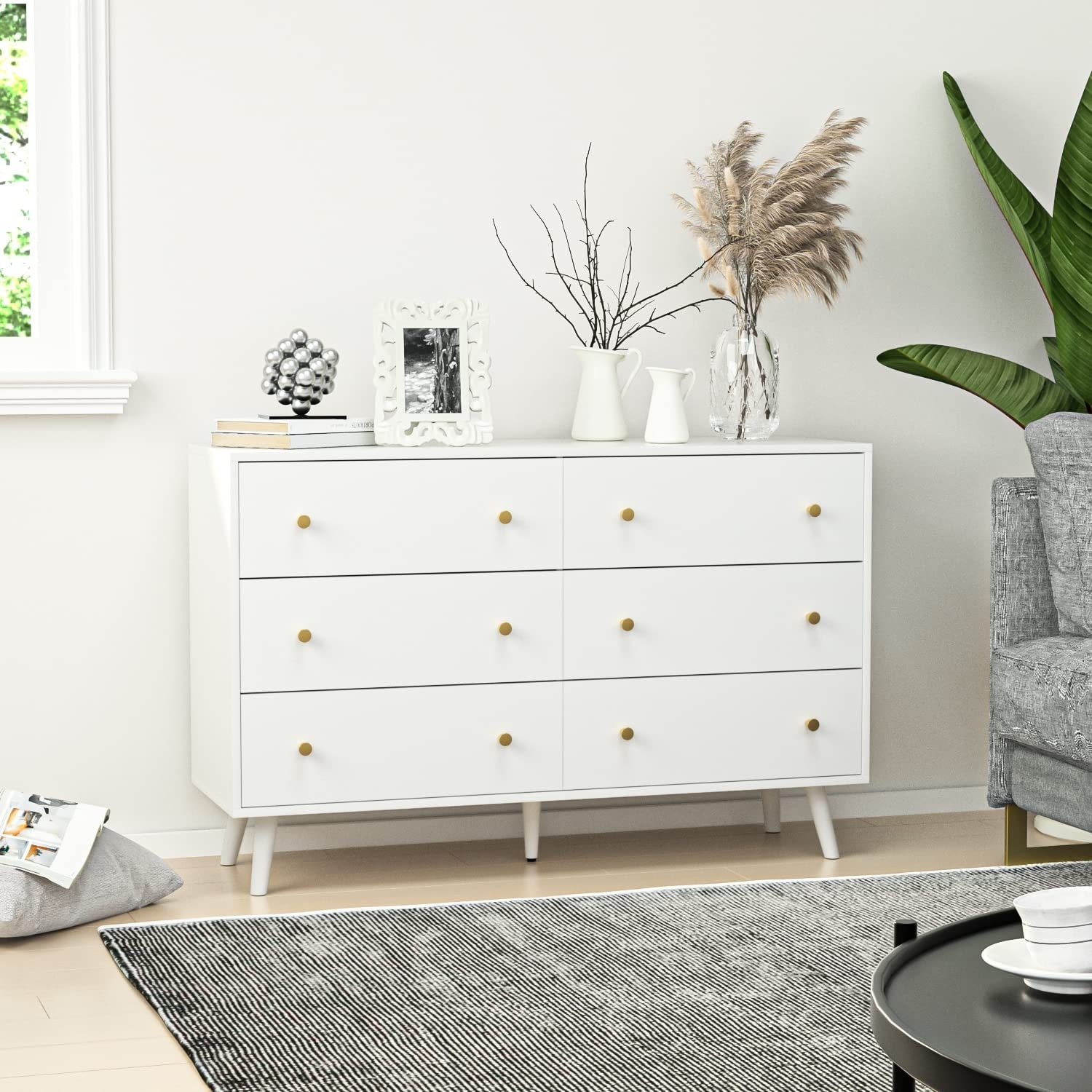 White dresser with gold handles deals