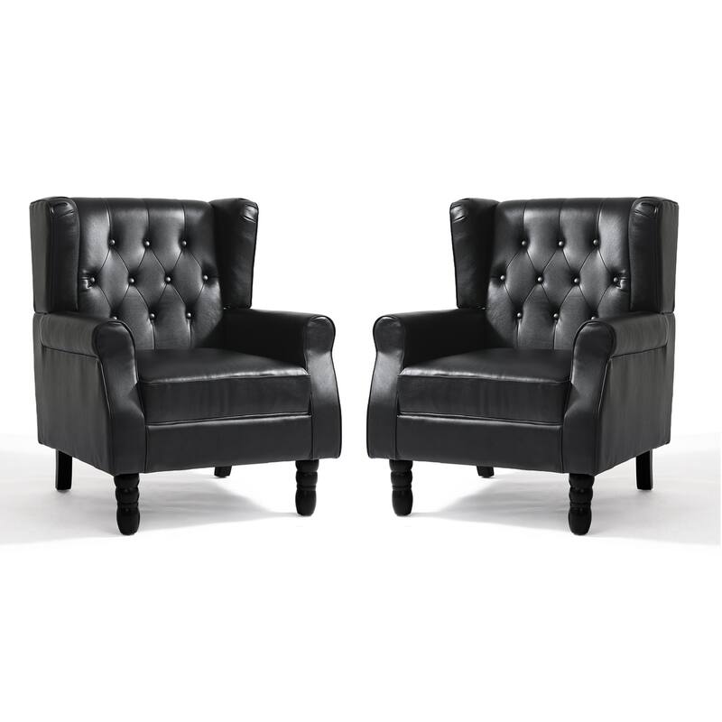 Button-Tufted Accent Club Chair Wingback Armchair Set of 2