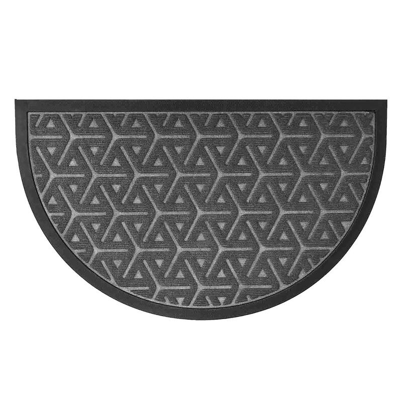 Half-Round Door Mat Heavy Duty Non-Slip Low Profile 30x18 In - Dark Grey