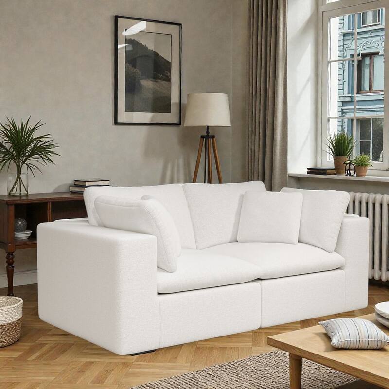 78.8" Modular Sectional Sofa, No Assembly Upholstered Couch with Plush Corduroy Fabric, 2 Seat for Apartment