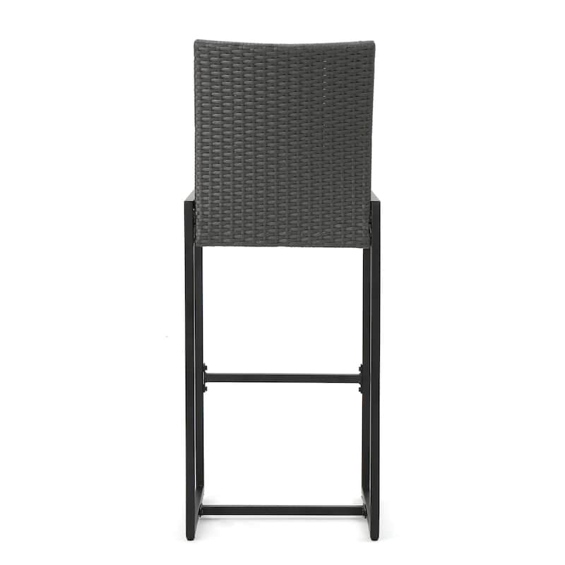 Roomfitters Set of 2 Outdoor Wicker Bar Stools, All-Weather Rattan Bar Chairs with Armrests, Durable and Comfortable Design