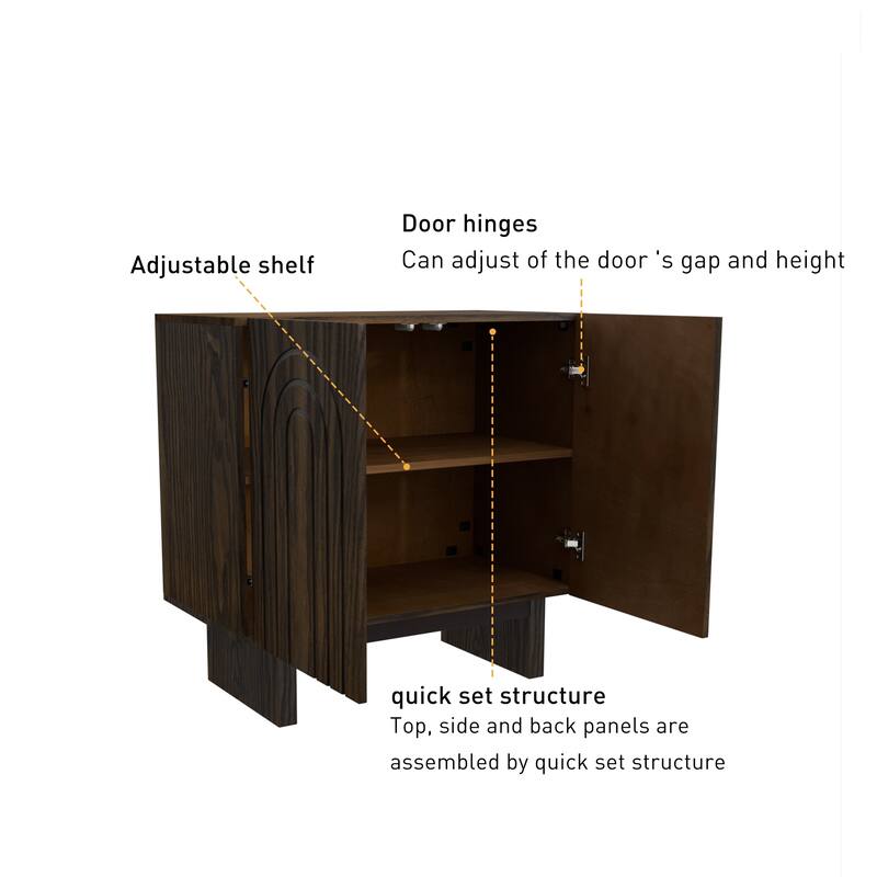 Clihome Furniture Wood 2-Door Accent Cabinet