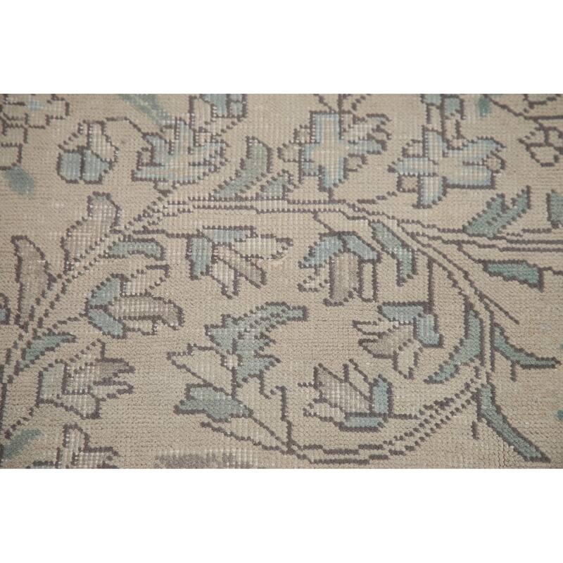 Hand Knotted Oriental 100% Wool Carpet Traditional Floral Beige & Ivories Tabriz Area Rug - 12' 6'' X 9' 10''