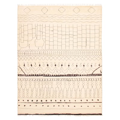 ECARPETGALLERY Hand-knotted Pak Finest Marrakesh Cream Wool Rug - 9'0 x 11'10