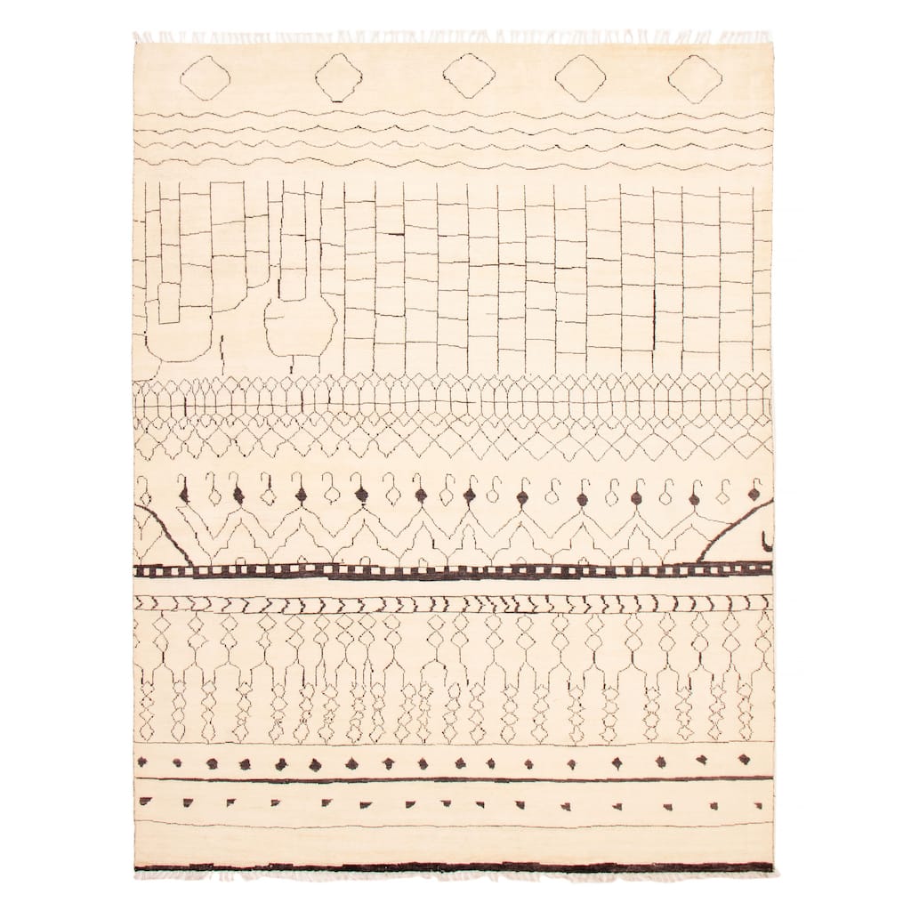 ECARPETGALLERY Hand-knotted Pak Finest Marrakesh Cream Wool Rug - 9'0 x 11'10