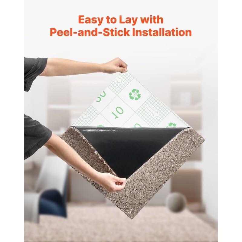 Peel-and-Stick Carpet Tiles 18x18in 10pcs with Memory Foam Cushion