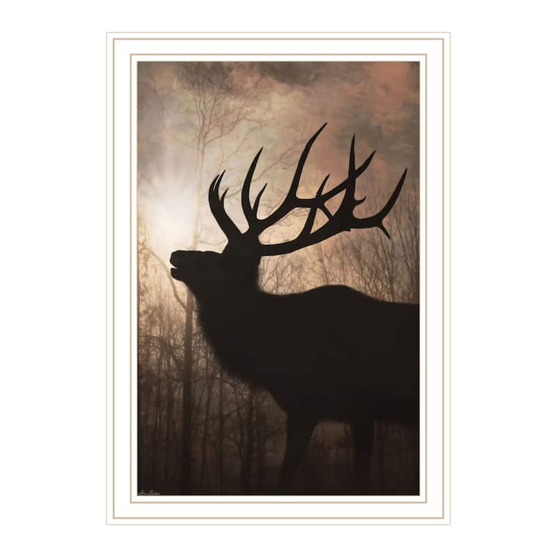 TrendyDecor4U "Elk Sunrise II" Framed Print Wall Art - White