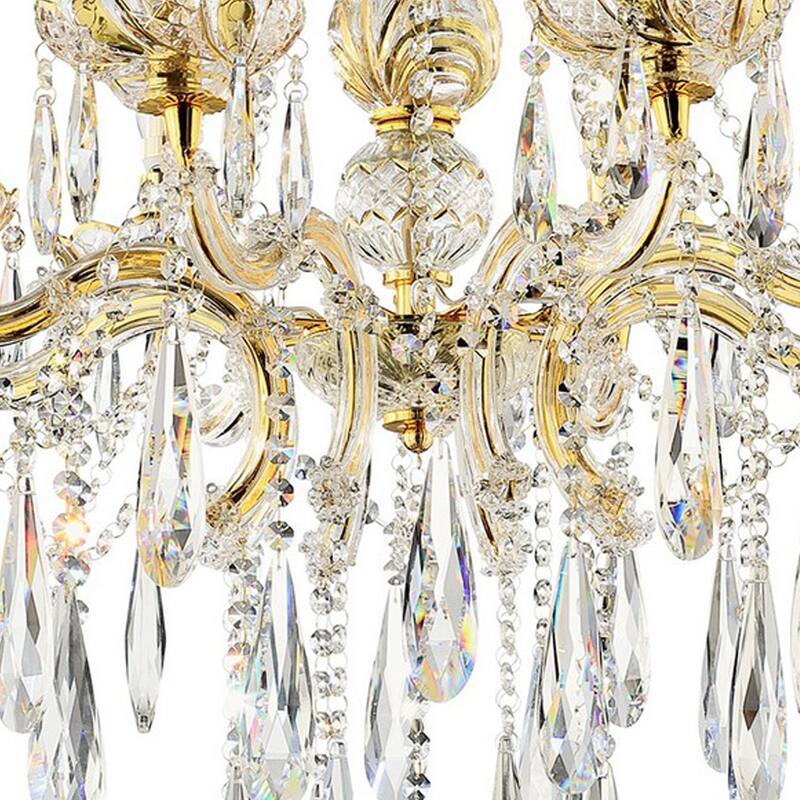 8 Light Metal Chandelier with Crystal Accents, Gold