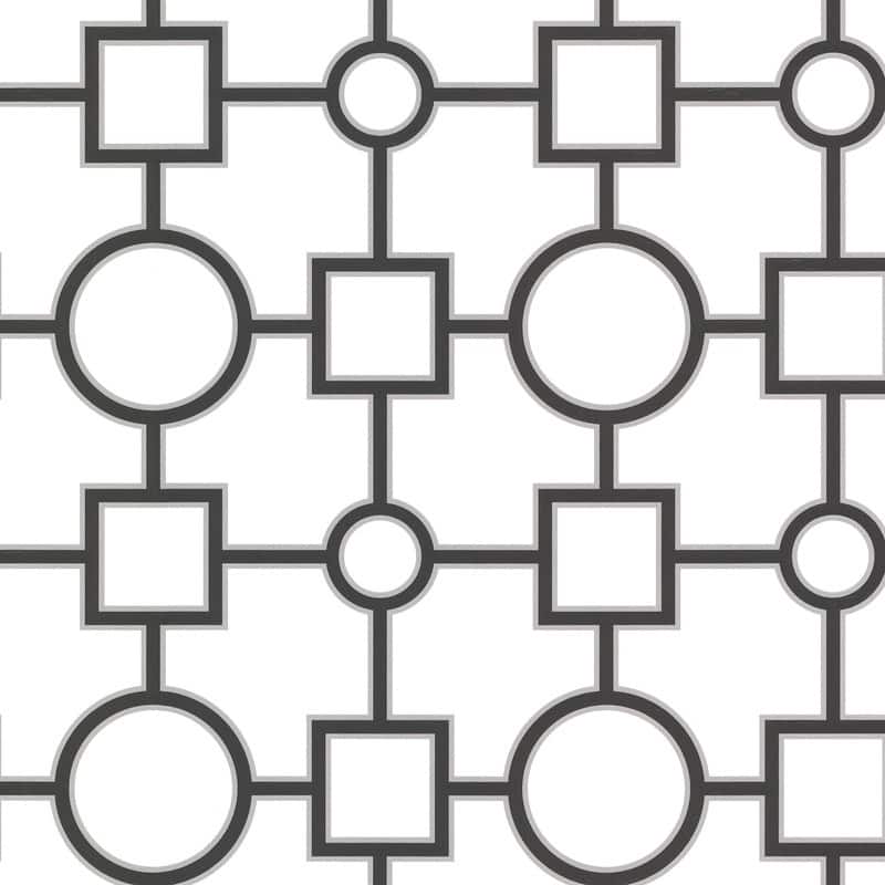 Brewster Geometric Black Prevost Wallpaper - 20.5in x 396in x 0.025in