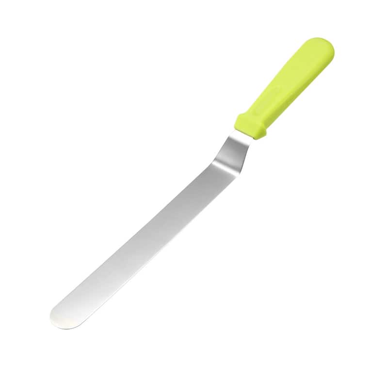 Angled Icing Spatula Stainless Steel 10-inch Cake Decorating Frosting Spatulas - Silver Tone, Green