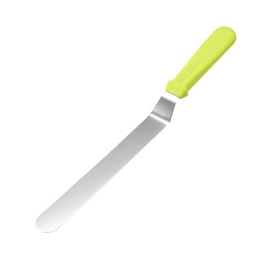 Angled Icing Spatula Stainless Steel 10-inch Cake Decorating Frosting Spatulas - Silver Tone, Green