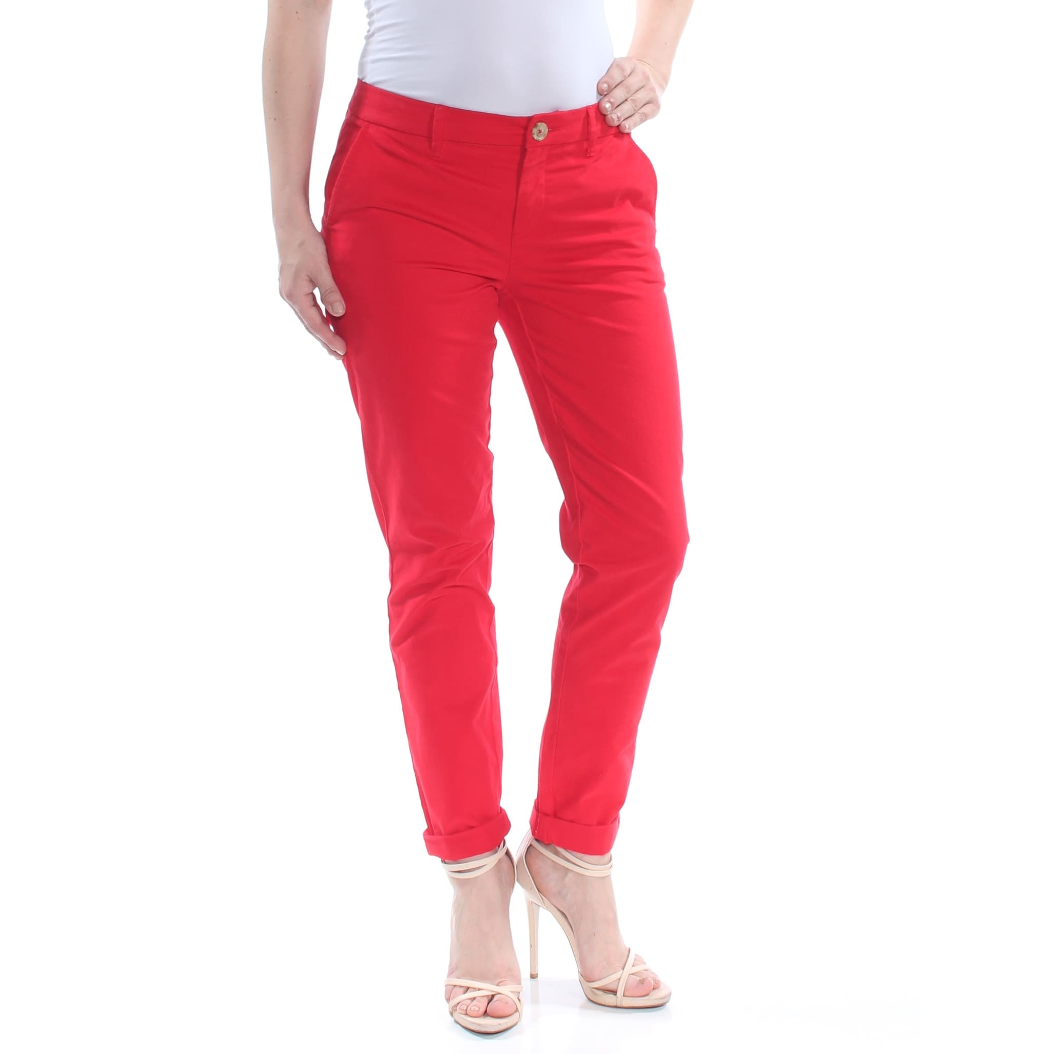 womens red chino pants