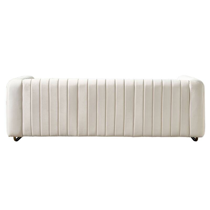 Modern Velvet Sofa with Deep Tufting, Gold Metal Legs, Elegant Living Room Accent, 84.25" Length