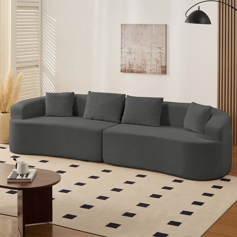 Mixoy 112" Curved Modular Sectional Sofa in Chenille Fabric Modern Minimalist Design Compressed No Assembly Required - Dark Grey - Symmetrical