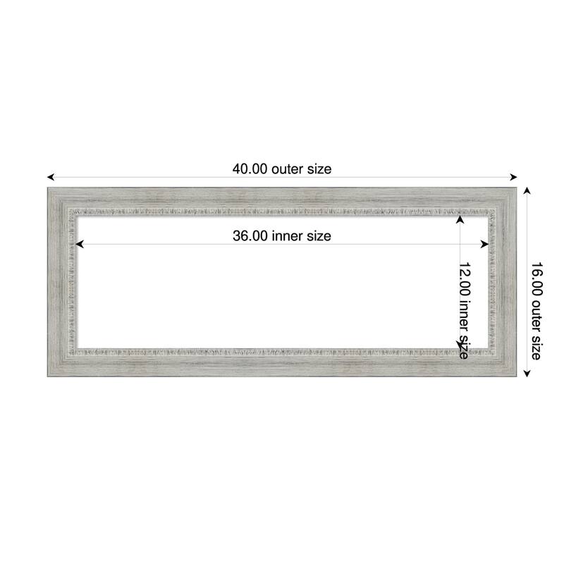 Amanti Art Rustic White Wash Framed Dry Erase Magnetic Board - 40 x 16 in