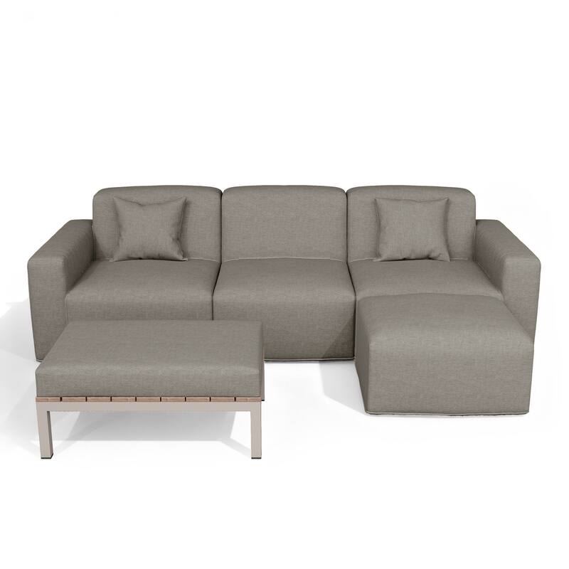 5-piece Full Foam Cushioning Sectional Sofa Set for living Room Patio