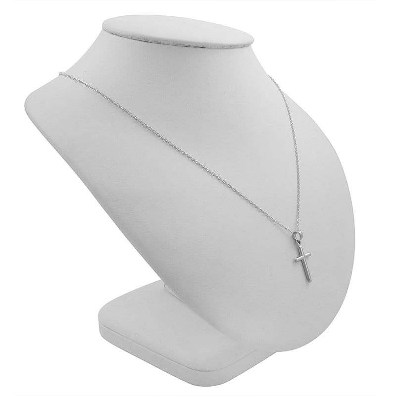 Amanda Rose Collection 14K White Gold Cross Pendant Necklace