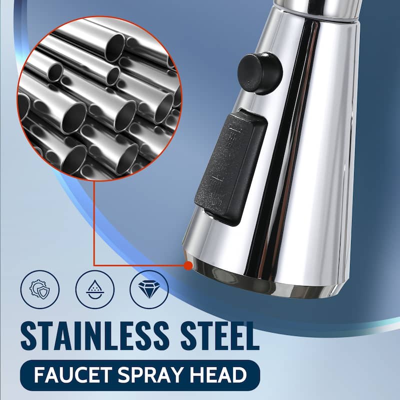 WOWOW Stainless Steel Kitchen Sprayer Head - 3 Modes with 9 Adapters