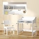 preview thumbnail 3 of 14, Qaba Kids Desk and Chair Set, Children Study Table with Storage and Shelves, Student Writing Desk, Natural Wood