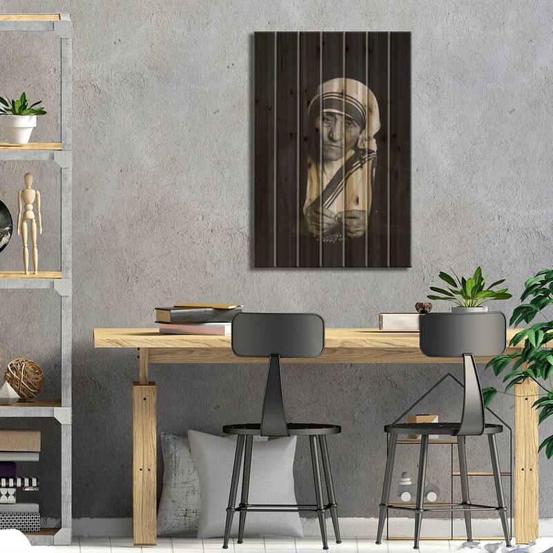 Mother Teresa Photograph Print On Wood by Unknown Artist - Multi-Color